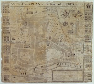 Plan von Leeds, vermessen von John Cossins, ca. 1730 von English School