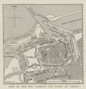 Plan des neuen Hafens und der Docks in Calais von English School