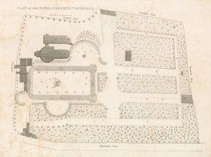 Plan der Königlichen Gärten, Vauxhall, London von English School