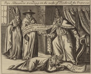 Papst Alexander tritt auf den Nacken von Kaiser Friedrich von English School