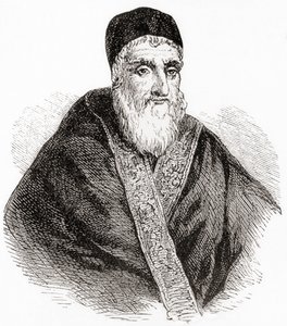 Papst Sixtus V. oder Xystus V., geboren als Felice Peretti di Montalto, aus Ward und Locks Illustrierter Weltgeschichte, veröffentlicht ca. 1882