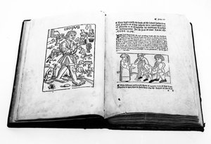 Porträt von Äsop, aus einer illustrierten Übersetzung von Äsops Fabeln von William Caxton (ca. 1422-91) 1434