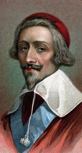 Porträt von Kardinal Richelieu (Armand Jean du Plessis, Kardinal de Richelieu) (1585-1642), französischer Kleriker, Adliger und Staatsmann - Aus der Serie „Leaders of Men“ - Chromolithographie - Englische Schule, 20. Jahrhundert - von English School