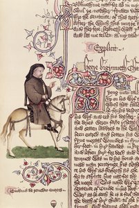 Porträt von Geoffrey Chaucer, Faksimile aus den Canterbury Tales von Geoffrey Chaucer von English School