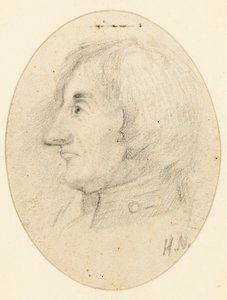 Porträt von Lord Nelson, Kopf und Marinekragen, im Profil... mit den Initialen H.N. darunter