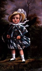 Porträt eines Kindes mit einem schwarzen Hund, ca. 1830 von English School