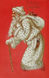 Postkarte mit Darstellung des Weihnachtsmanns, um 1900