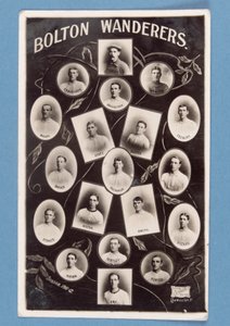 Postkarte der Spieler von Bolton Wanderers FC, Saison 1911-12