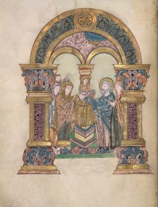 Darstellung im Tempel, aus dem Benedictional von St. Aethelwold, 971-984 von English School