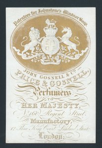 Price und Gosnell, Parfümeure Ihrer Majestät, Visitenkarte