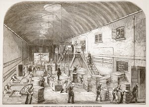Die Werke der Prices Patent Candle Company, Nr.1: Die Abteilung für Verbreitung und Abstreifen, aus The Illustrated London News, 1849 von English School