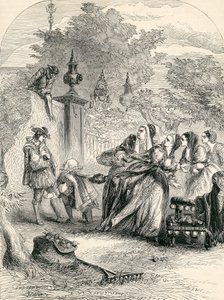 Prinz Charles überrascht die Infantin im Obstgarten, 19. Jahrhundert von English School