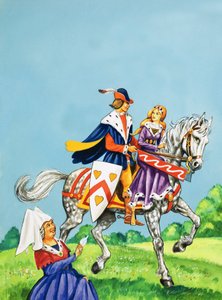 Prinz und Prinzessin auf einem Pferd