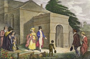 Prinzessin Charlotte Augusta von Wales (1796-1817) und Prinz Leopold von Sachsen-Coburg-Gotha (1790-1865) auf dem Weg zur Kirche in Esher