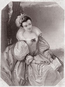Prinzessin von Frankreich (Verlorene Liebesmüh) - Aus „Galerie des femmes de Shakespeare, Sammlung von fünfundvierzig ernsthaften Porträts der ersten Künstler Londons, bereichert mit kritischen und literarischen Hinweisen“ um 1838