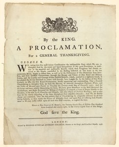 Proklamation für einen allgemeinen Dankgottesdienst, 1798