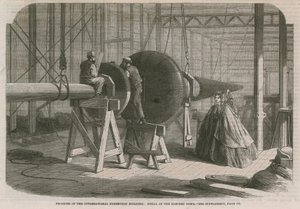 Fortschritt am Internationalen Ausstellungsgebäude; Spitze der östlichen Kuppel