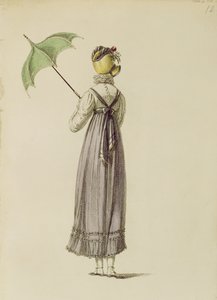 Promenadenkleid, Modeplatte aus Ackermanns Repository of Arts von English School