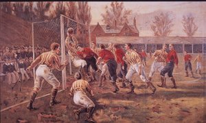 Schüler einer öffentlichen Schule spielen Fußball