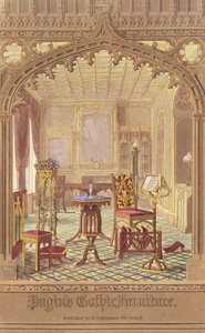 Pugins gotische Möbel, von Augustus Charles Pugin (1762-1832), veröffentlicht von R. Ackermann, 1827
