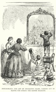 Potichomanie (die Kunst des Glasdekorierens), ausgeführt von Meister Tom während der Osterferien (Stich)