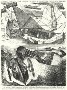 Punch-Karikatur: Direkt von London nach Paris. Ein Vorschlag an Mr. John Fowler von English School