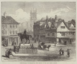 Queen-Square, Wolverhampton, mit Statue des verstorbenen Prinzgemahls (Gravur)