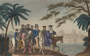 Königin Caroline, entfremdete Gemahlin von König Georg IV., betritt Jerusalem (farbiger Stich)