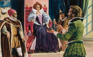 Königin Elizabeth I (1533-1603) und Sir Francis Drake (1540-96)