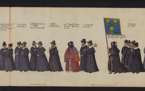 Begräbnisprozession von Königin Elisabeth I (farbiger Stich)