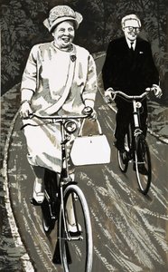 Königin Juliana von Holland auf einem Fahrrad von English School