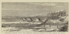 Eisenbahnbrücke über den Chenab, Punjaub, eröffnet vom Prinzen von Wales