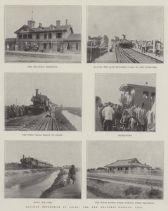 Eisenbahnunternehmen in China, die neue Shanghai-Woosung-Linie (Gravur)