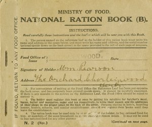 Rationsbuch für William Pearson, Chorleywood, Hertfordshire, 1919