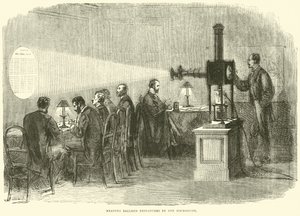 Lesen von Ballon-Depeschen mit dem Mikroskop, Oktober 1870 von English School