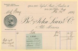 Quittung von John Lewis & Co., 14. November 1896