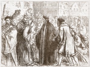Empfang von Jan Hus in Nürnberg, Illustration aus Die Geschichte des Protestantismus von James Aitken Wylie, veröffentlicht 1878