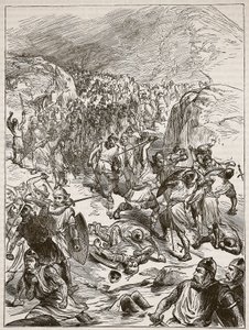 Zurückweisung der Engländer bei Corwen, Illustration aus Cassells Illustrierter Geschichte Englands von English School