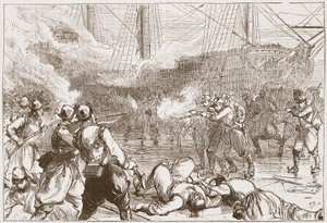 Zurückweisung der spanischen Soldaten in Amsterdam, Illustration aus Die Geschichte des Protestantismus von James Aitken Wylie, veröffentlicht 1878 von English School