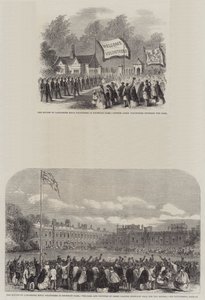 Parade der Lancashire Rifle Volunteers im Knowsley Park (Stich) von English School