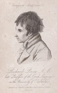 Richard Porson, englischer Gelehrter, Professor für Griechisch am Trinity College, Cambridge von English School