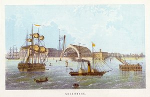 Themse: Sheerness (farbige Gravur)