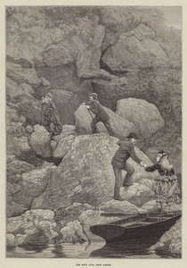 Rob Roys Höhle, Loch Lomond (Stich) von English School