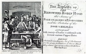Robin Hood und seine Mutter werden von Esq Gamnell in Gamnell Hall bewirtet, Frontispiz zu 