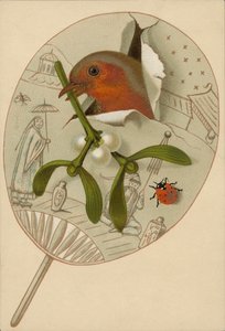 Rotkehlchen und Mistel von English School