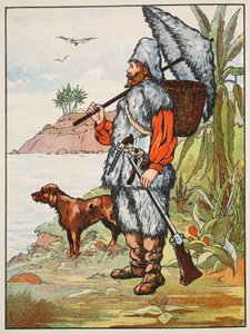 Robinson Crusoe, Illustration aus Die Geschichte von Robinson Crusoe: Eine Adaption für Kinder nach Defoes Sprache, veröffentlicht von Griffith Farran Browne & Co. Limited, London