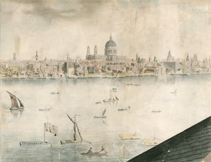 Dachansicht der St. Pauls Kathedrale, London, und der Themse von English School