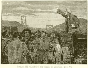 Rowland Hill predigt den Bergleuten von Kingswood von English School