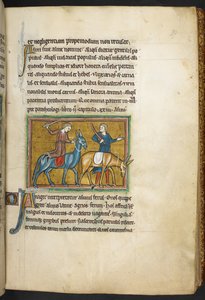 Zwei Männer mit zwei Eseln, aus Bestiarium (ff. 3-141), Lapidarium (ff. 141v-149), 2. Viertel des 13. Jahrhunderts