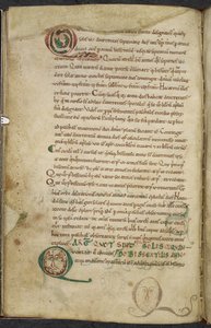 Königlich 13. A.XI, f.79v Menschliche Gesichter in Initialen, De temporum ratione, Beda der Ehrwürdige